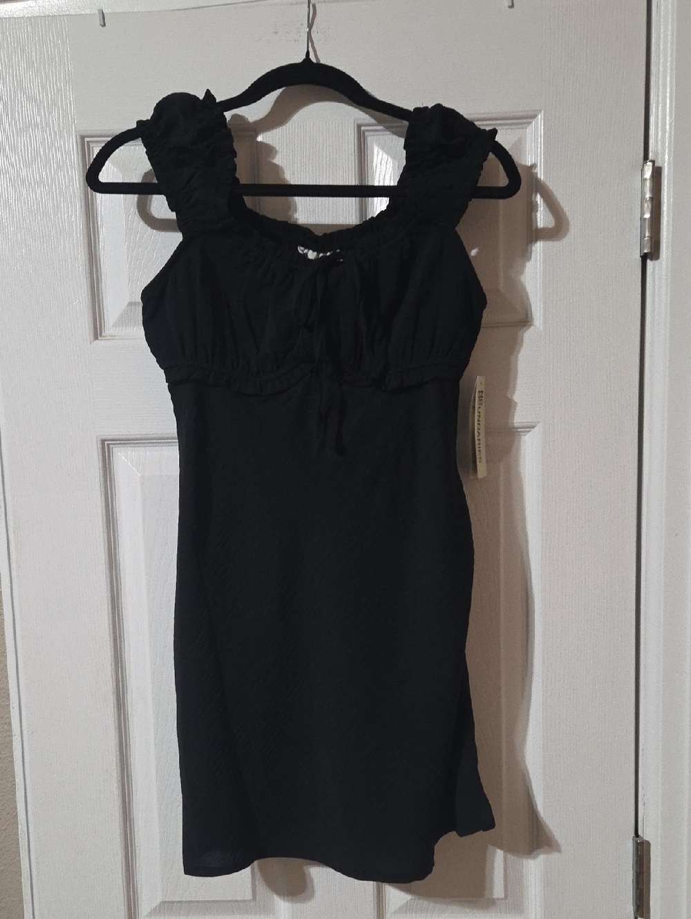 No Boundaries Black Mini Dress with Ruffle Straps